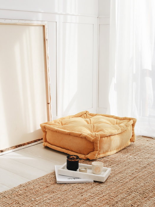 Atelier Del Sofa Cojín de Terciopelo Amarillo 55x55x16 cm Confort y Elegancia